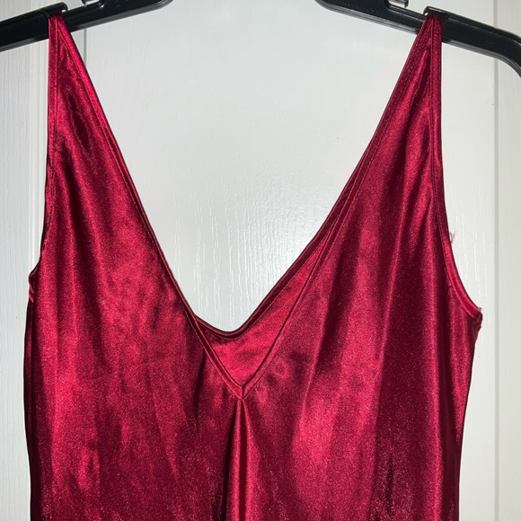 California Dynasty Floral Embroidery Trimmed Burgundy Full Length Nightgown - Picture 4 of 5